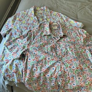 JCREW mens Medium Slub Cotton Paisley Shirts
